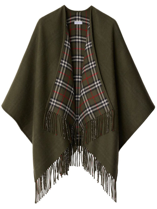 Check reversible wool cape