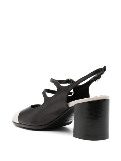 Papaya leather slingback mary janes