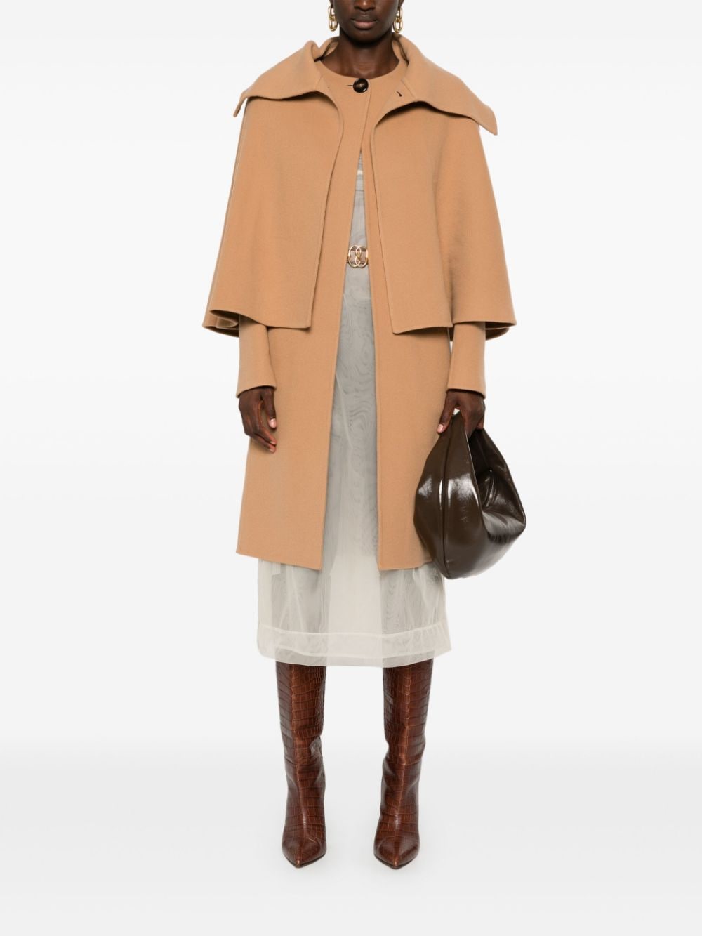 Wool and cashmere blend midi coat