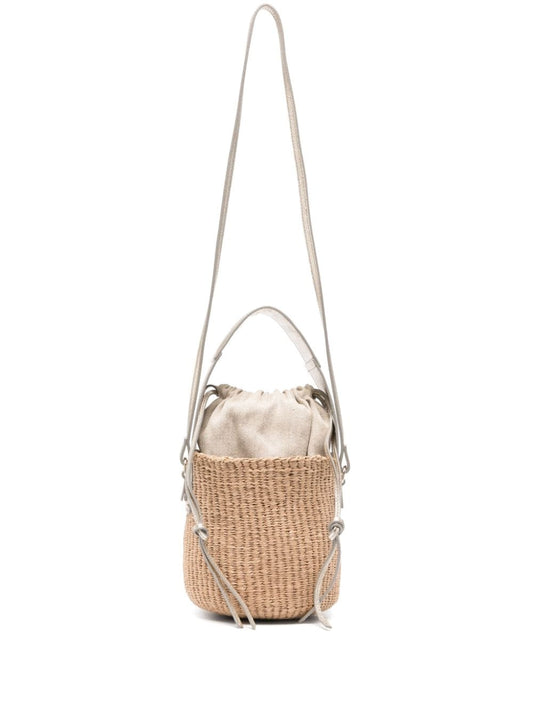 Woody small raffia bucket bag