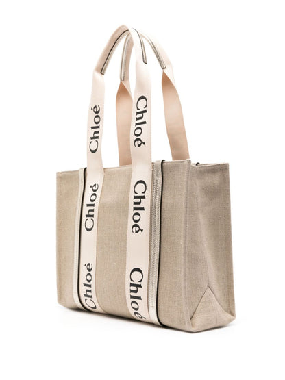 Woody medium linen tote