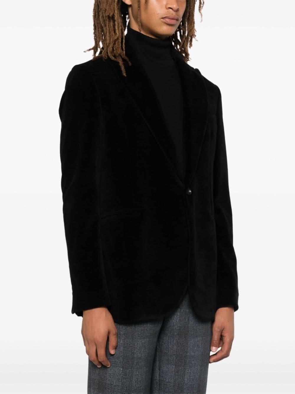 Velvet single-breasted jacket