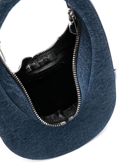 Swipe denim mini leather handbag