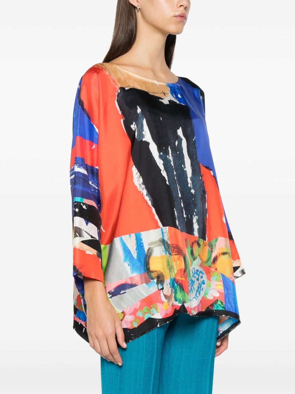 Printed silk blouse