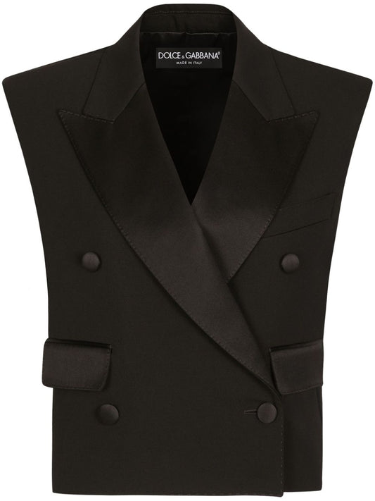 Wool and silk blend double-breasted vest