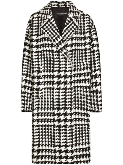 Pied-de-poule oversized coat