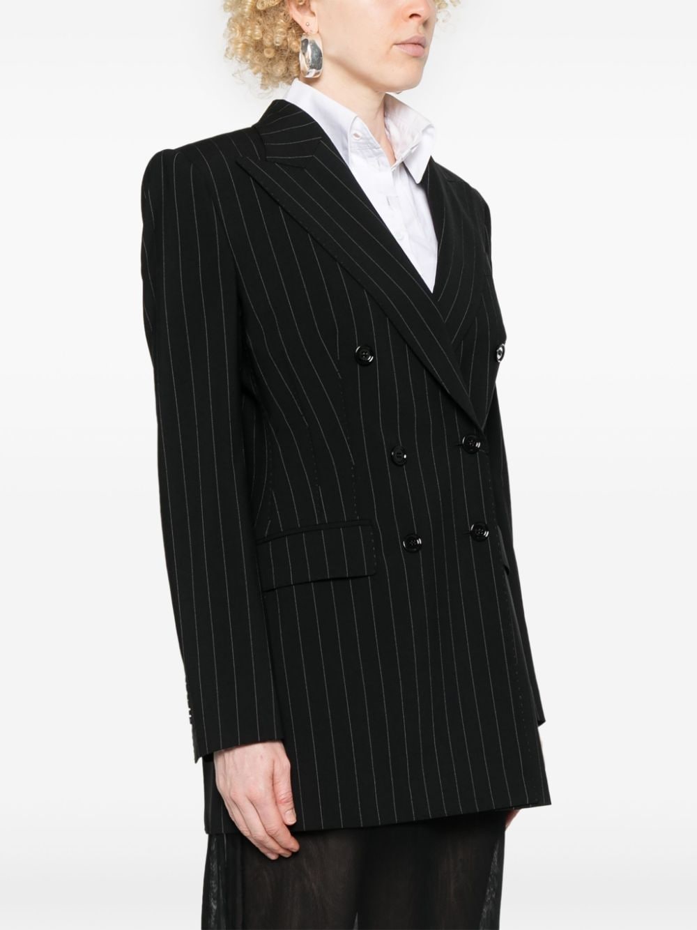 Pinstripe wool blazer jacket