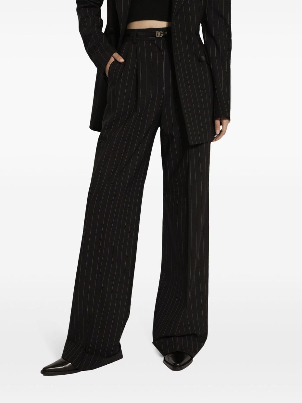 Pinstripe wool trousers