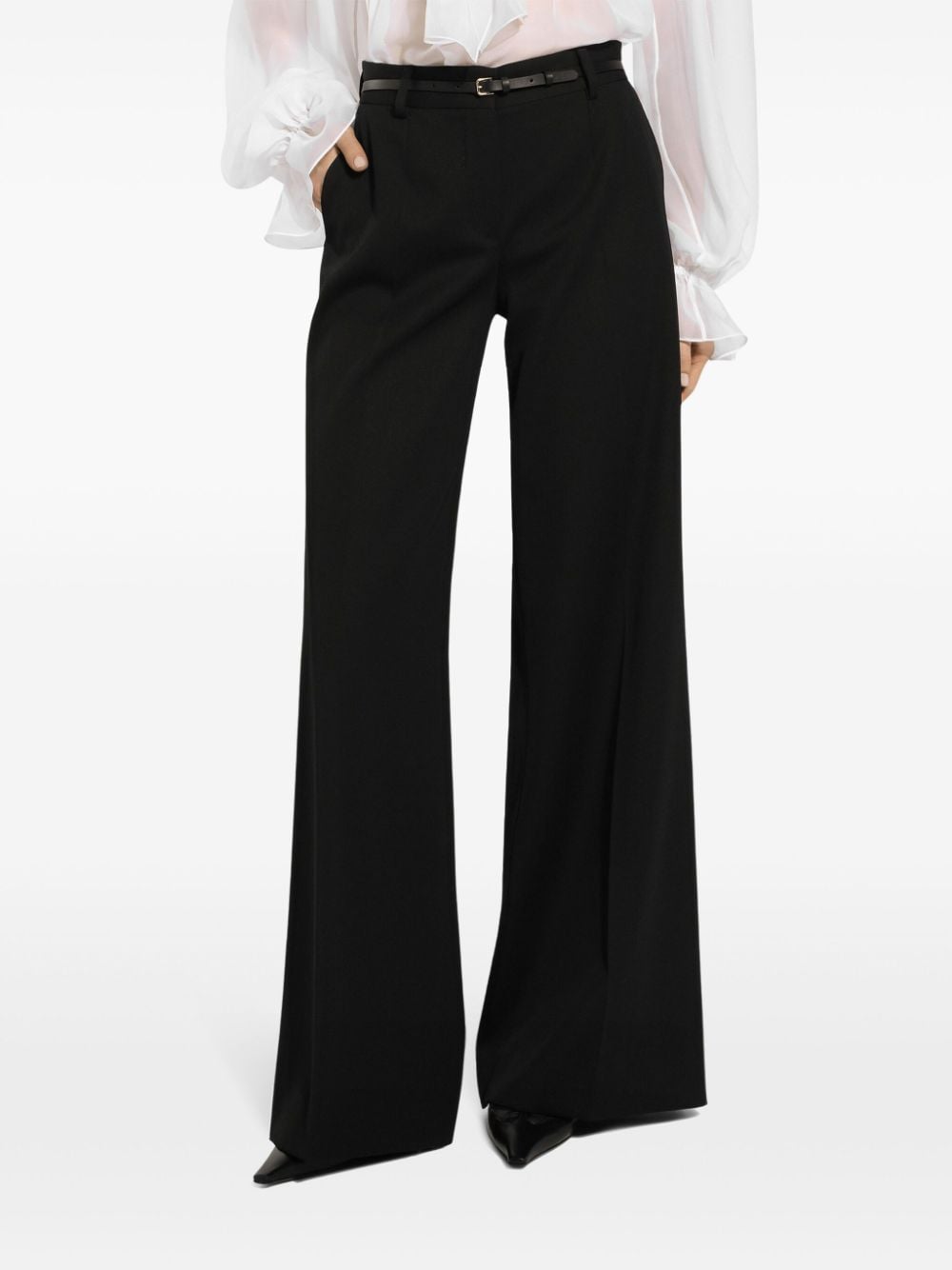 Wool flared trousers