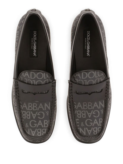 Allover logo leather loafers