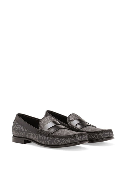 Allover logo leather loafers