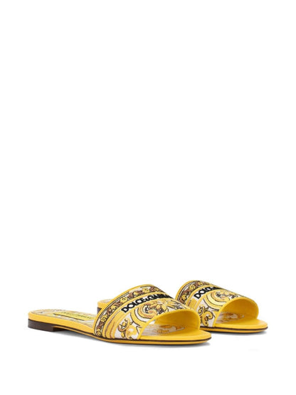 Maiolica print flat sandals