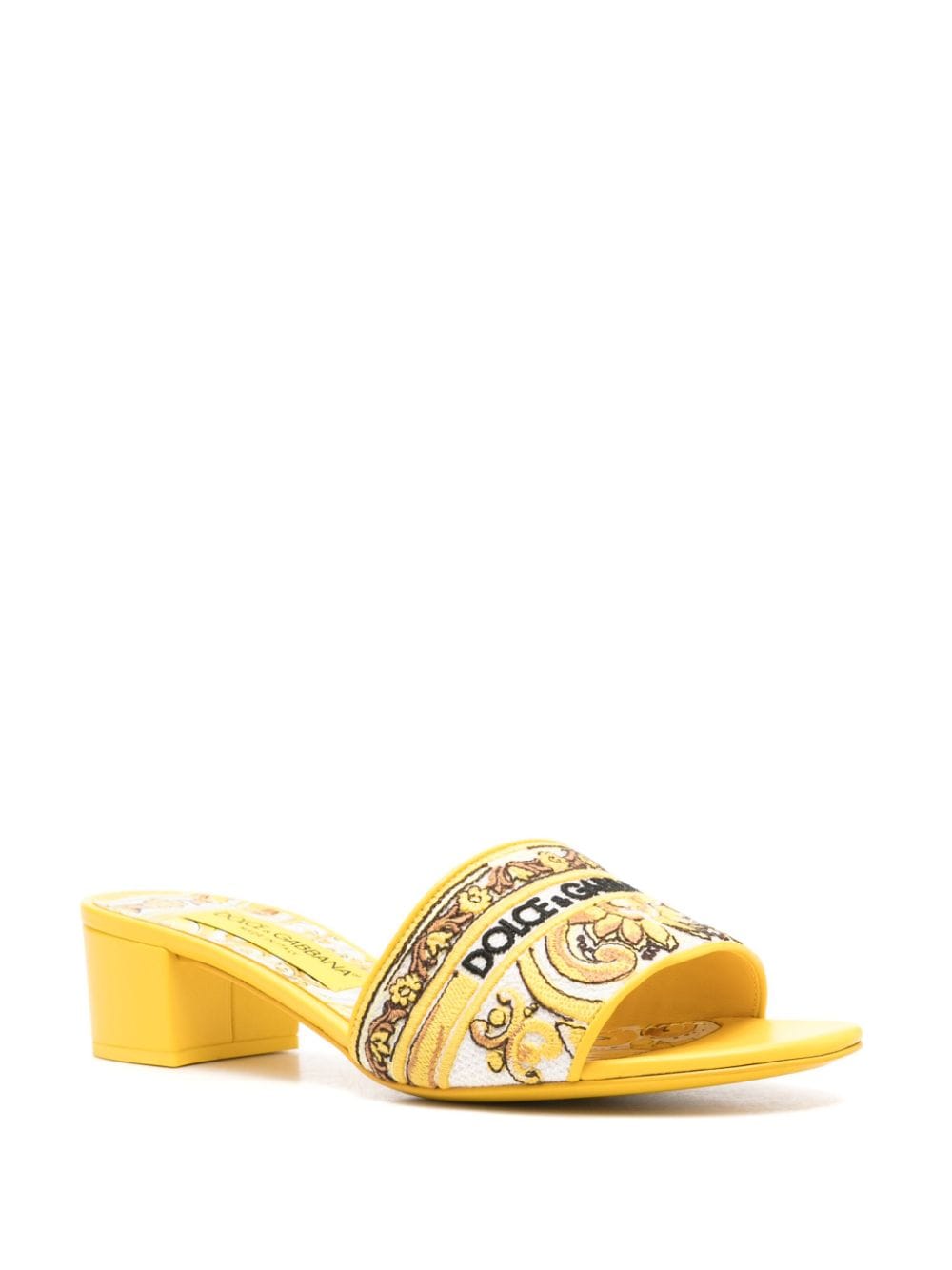 Maiolica print heel sandals