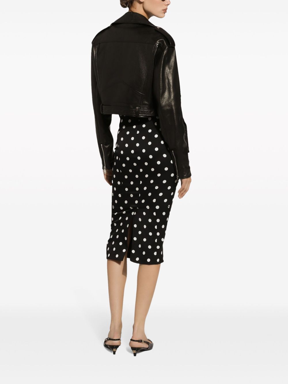 Dots print silk skirt