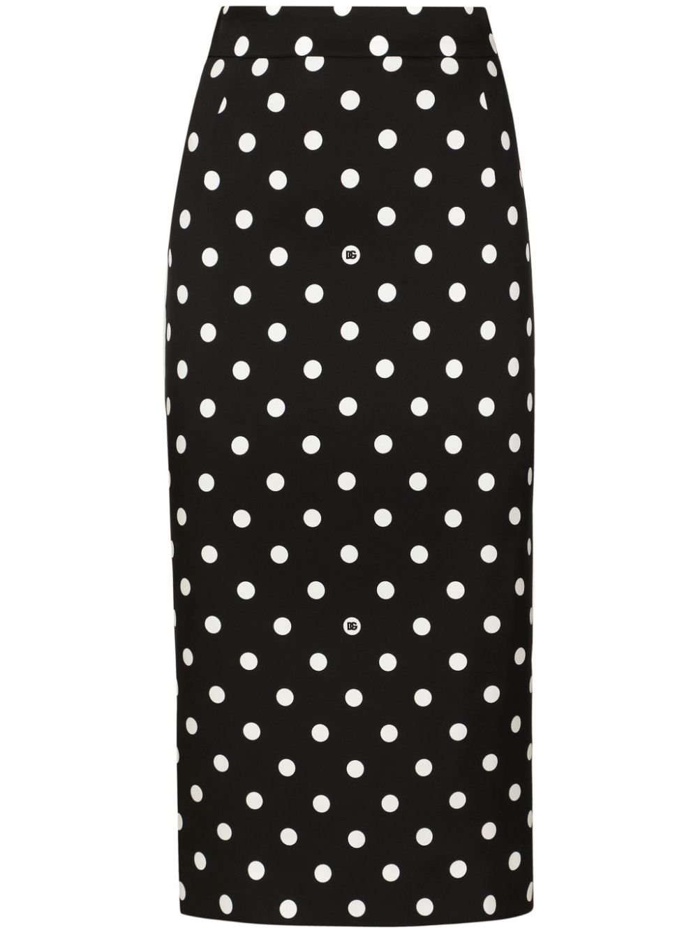 Dots print silk skirt