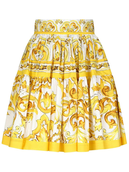 Maiolica print cotton skirt