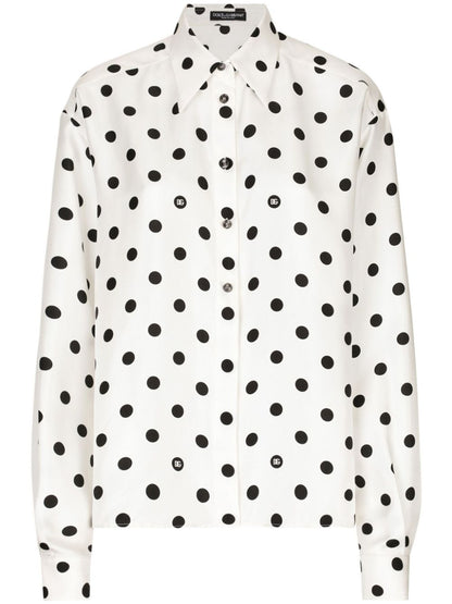 Dots print silk shirt