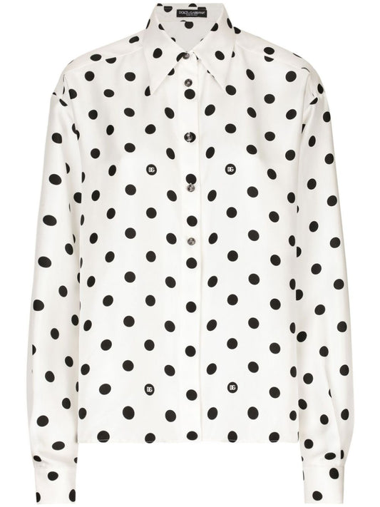 Dots print silk shirt