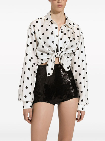 Dots print silk shirt