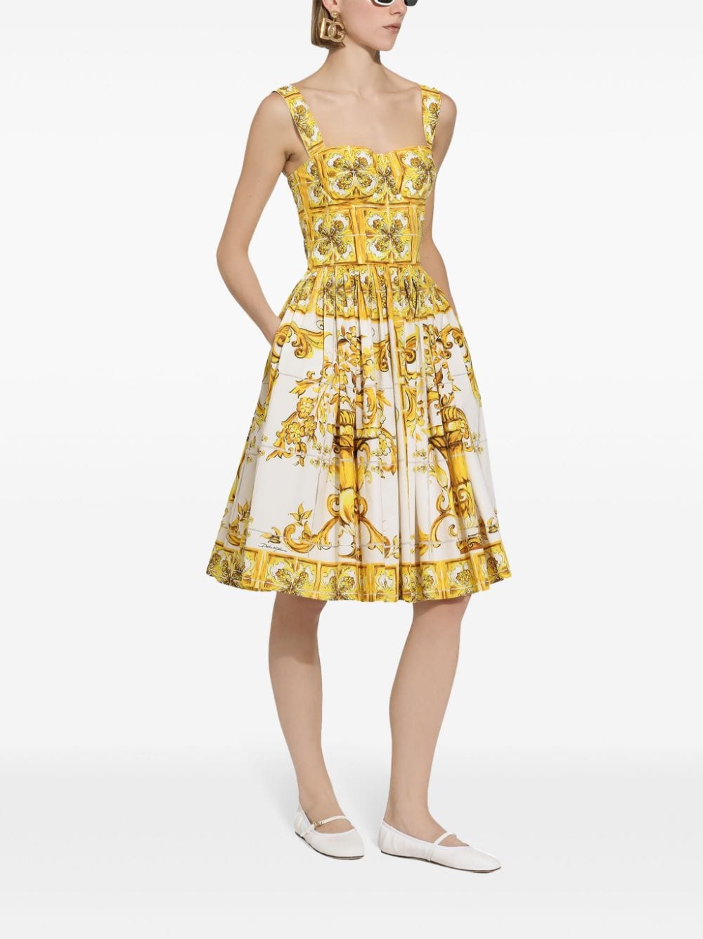 Maiolica print midi dress