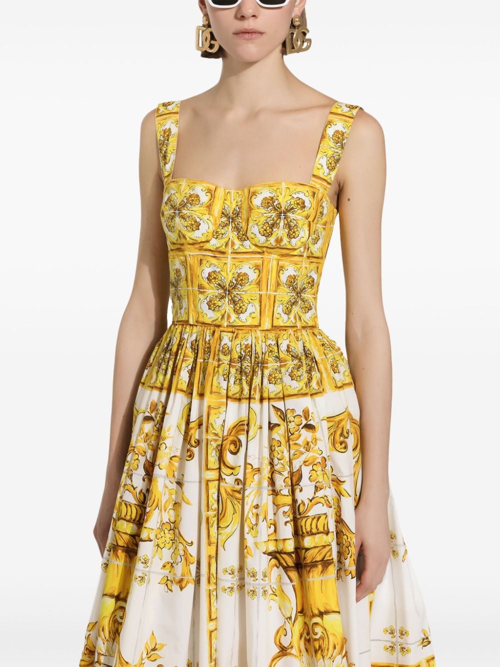 Maiolica print midi dress