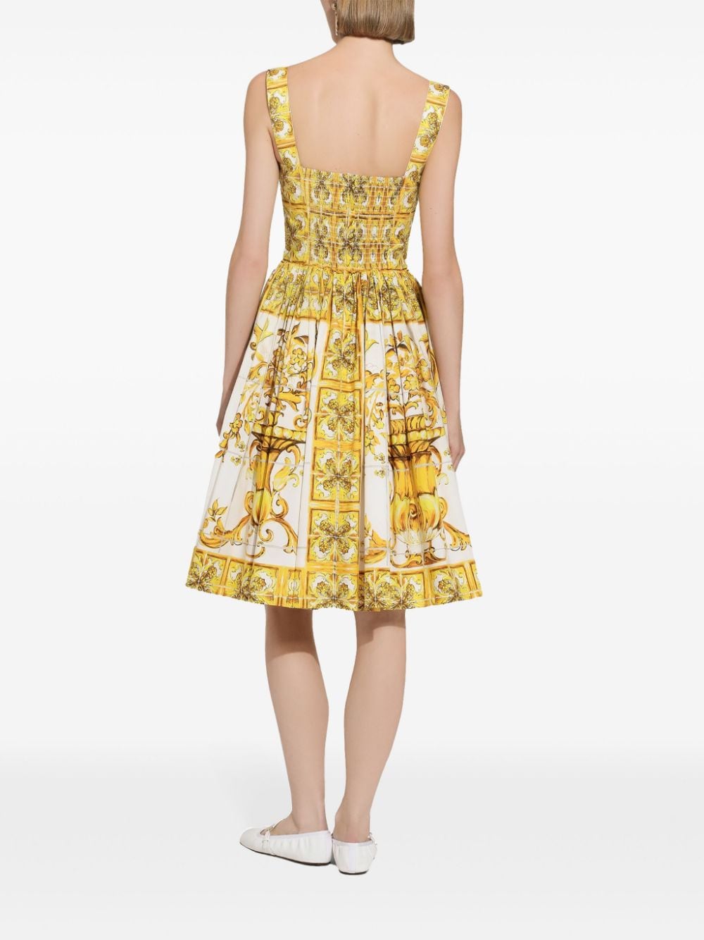 Maiolica print midi dress