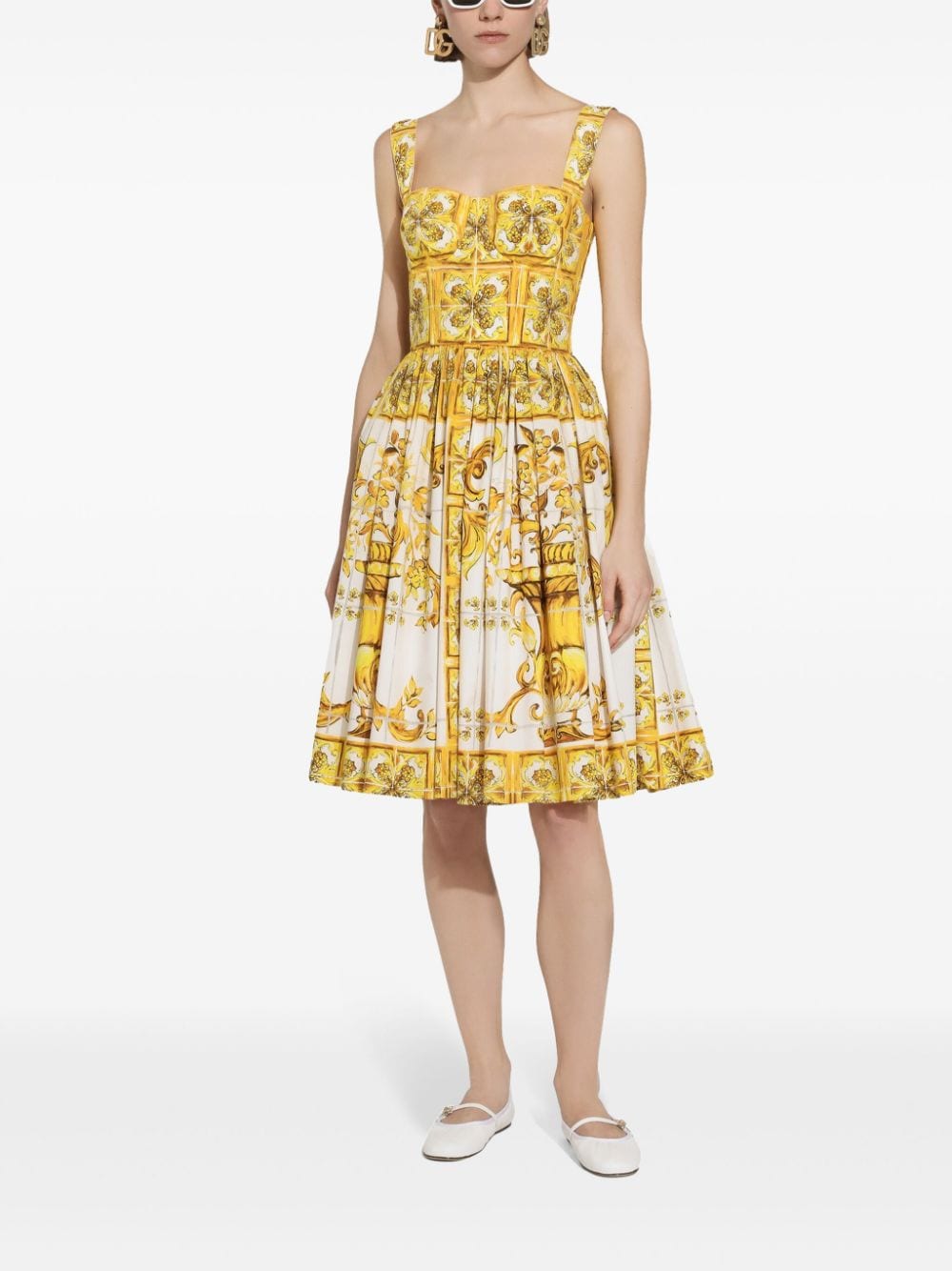 Maiolica print midi dress