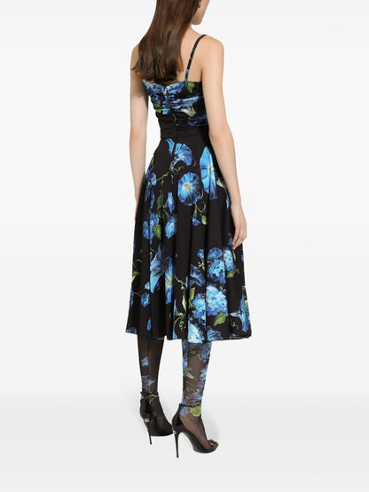 Campanule printed silk midi dress