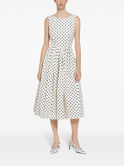 Dots print cotton midi dress