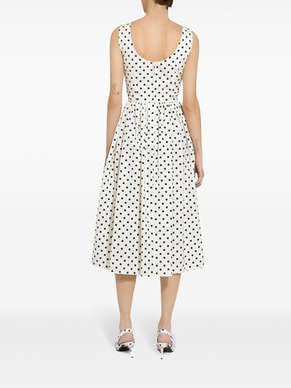 Dots print cotton midi dress