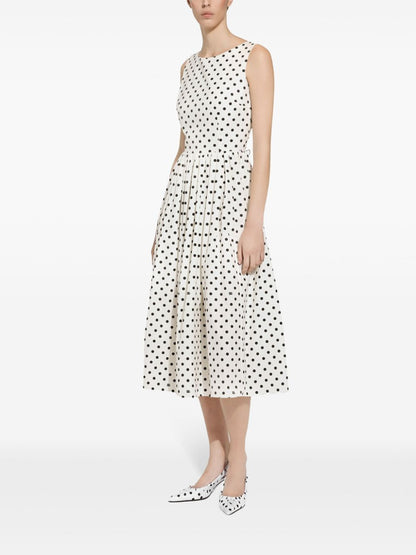 Dots print cotton midi dress