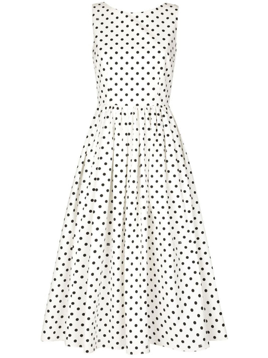 Dots print cotton midi dress