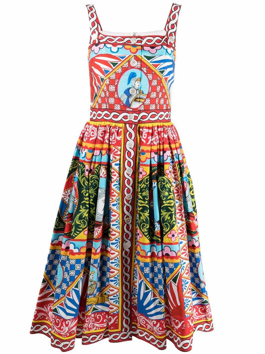 Carretto print cotton dress