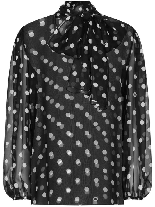 Dots print silk shirt