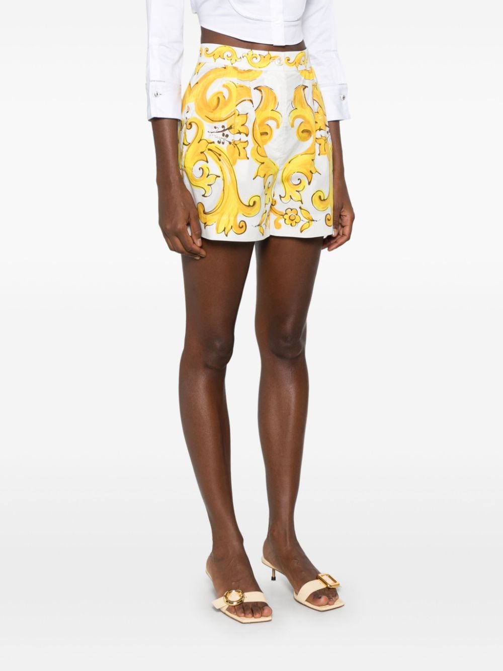 Maiolica printed cotton shorts