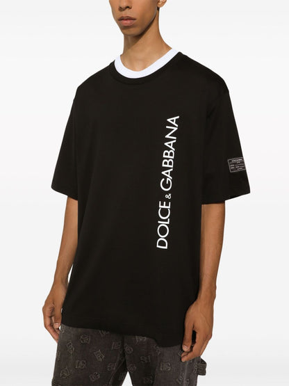 Cotton t-shirt with vertical logo