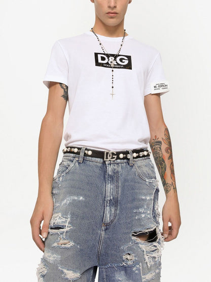 Cotton t-shirt with re-edition logo patch