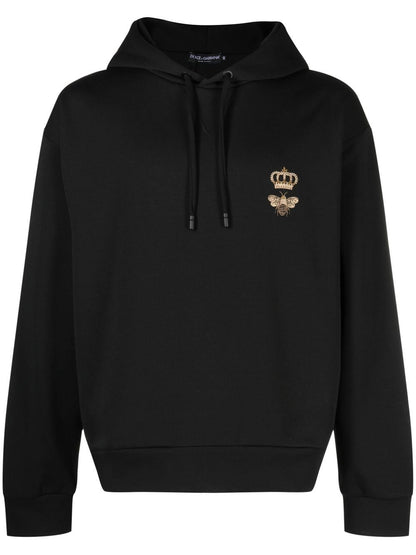 Cotton hoodie with bee and crown logo