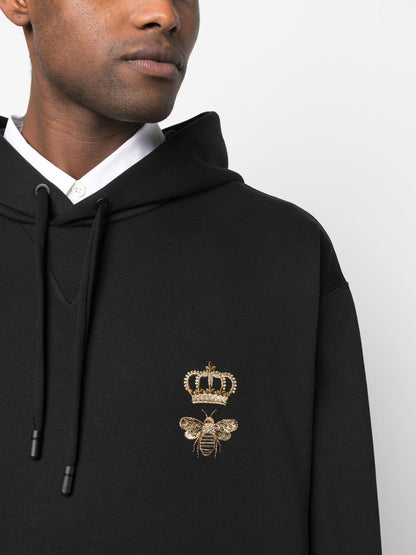 Cotton hoodie with bee and crown logo