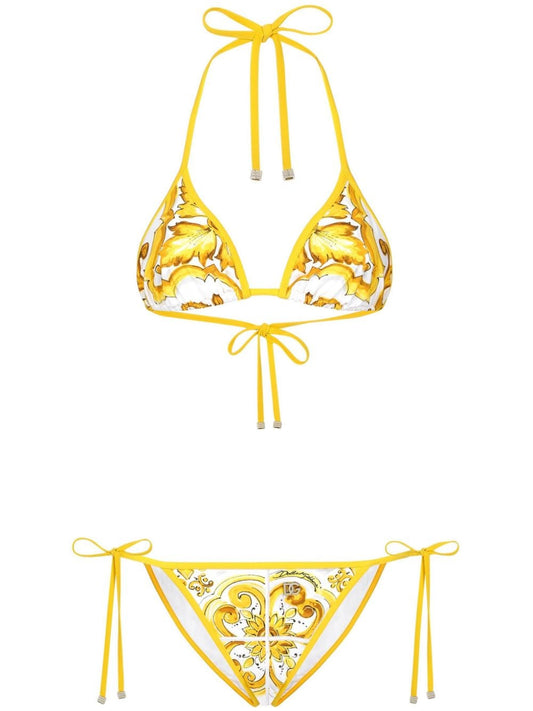 Maiolica print bikini set