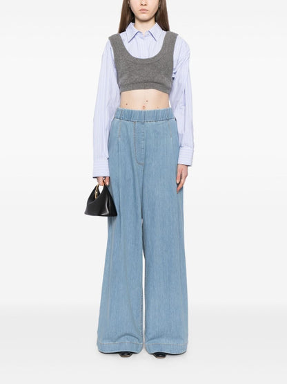 Cotton wide-leg trousers