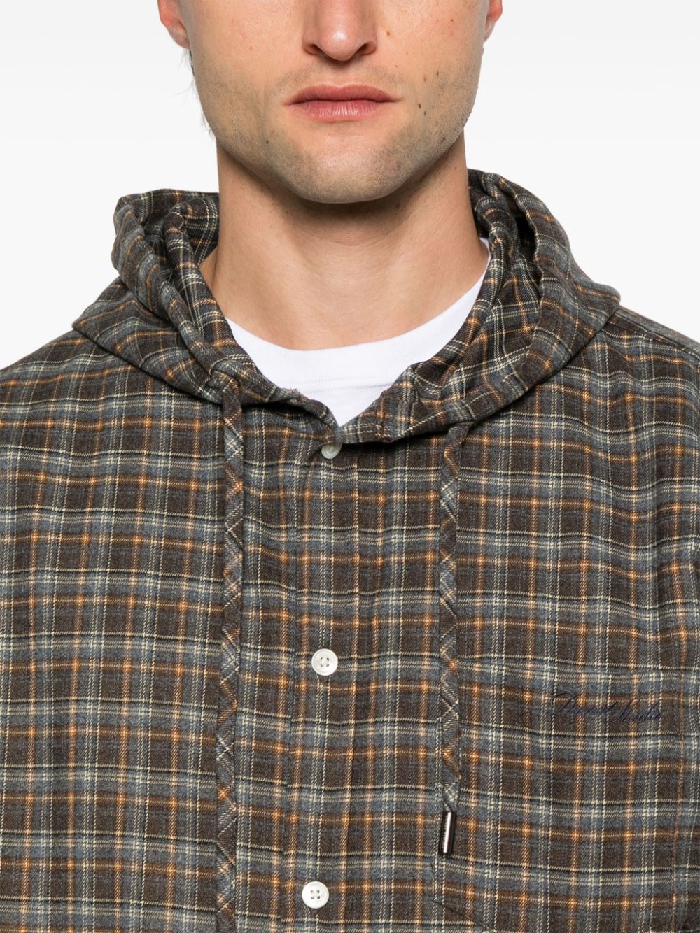 Check hooded shirt