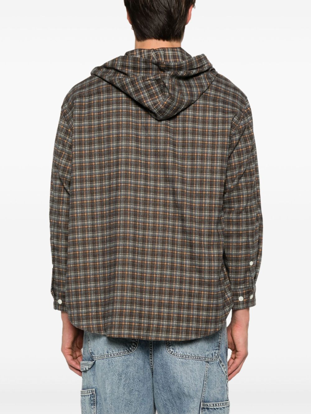 Check hooded shirt