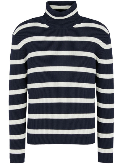 Striped high-neck sweater