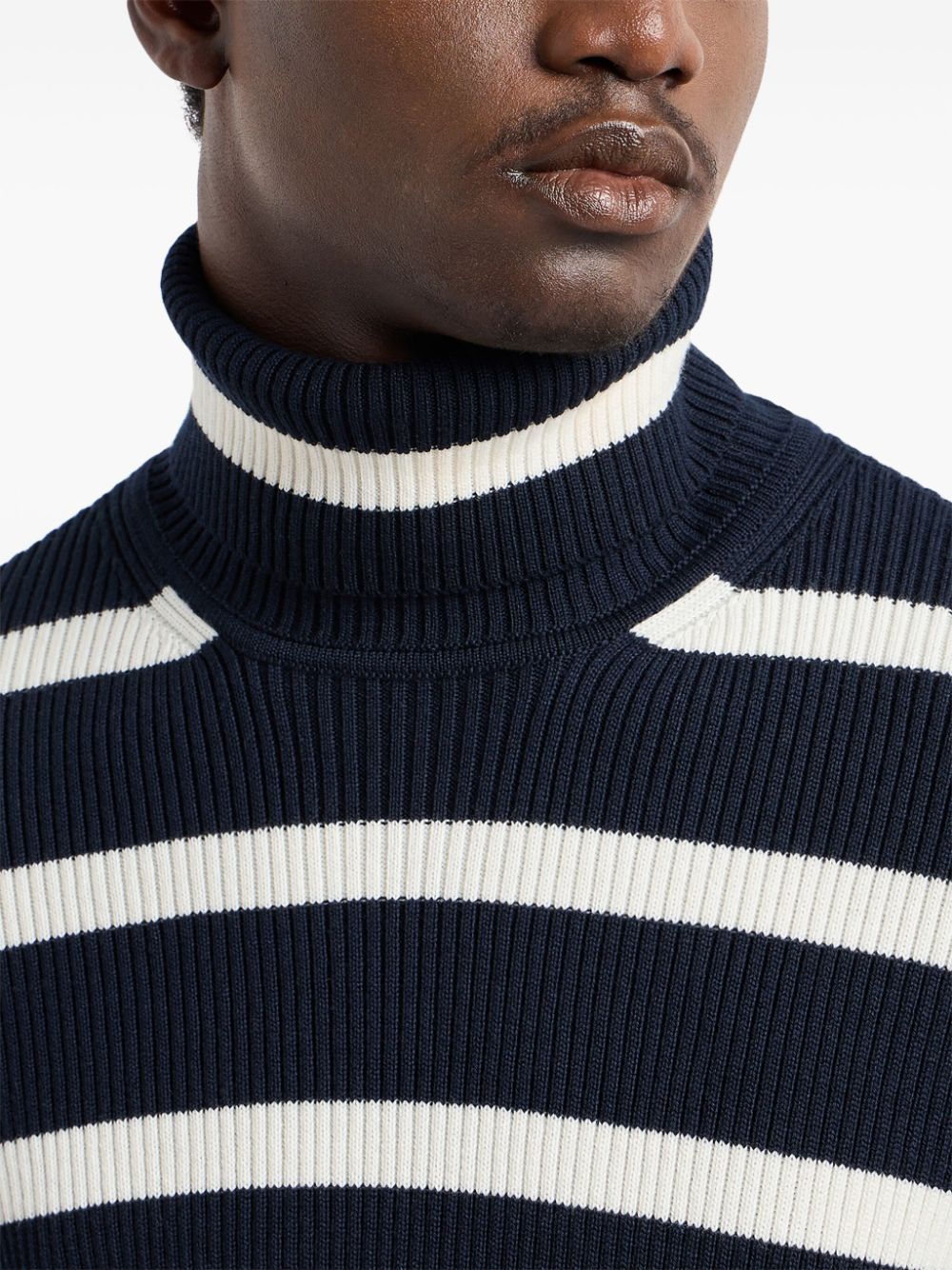 Striped high-neck sweater