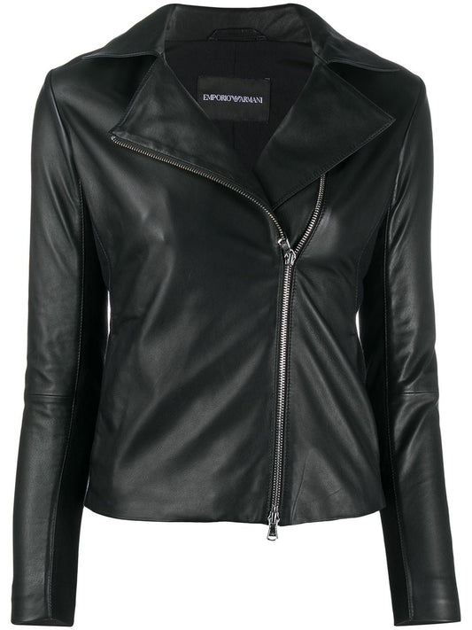 Leather zipped jacket