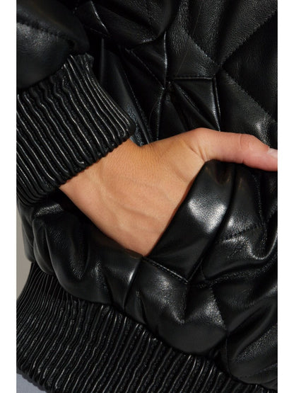 Leather effect bomber jacket