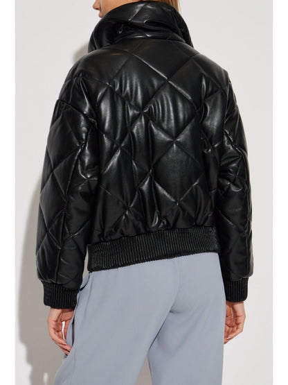 Leather effect bomber jacket