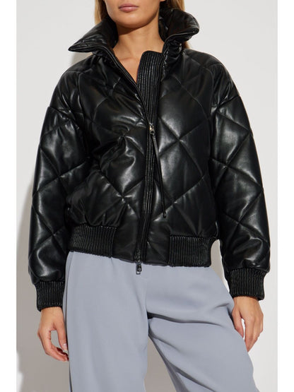 Leather effect bomber jacket