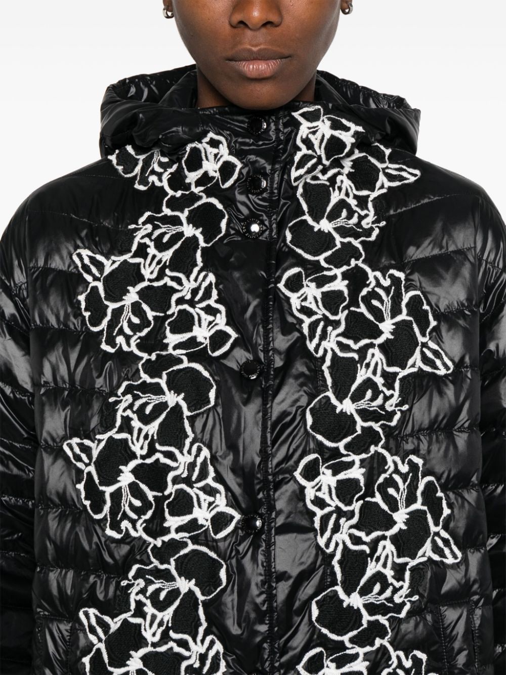 Embroidered nylon down jacket